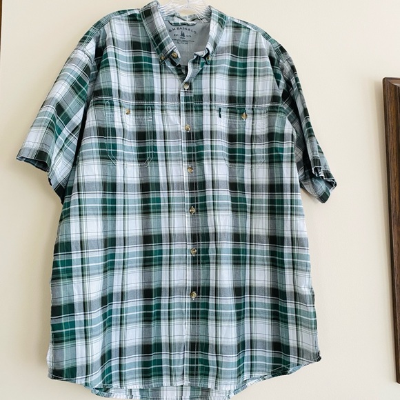 G.H. Bass & Co. Men's Explorer Short Sleeve Fishing Shirt Green Plaid XXL - Picture 2 of 11